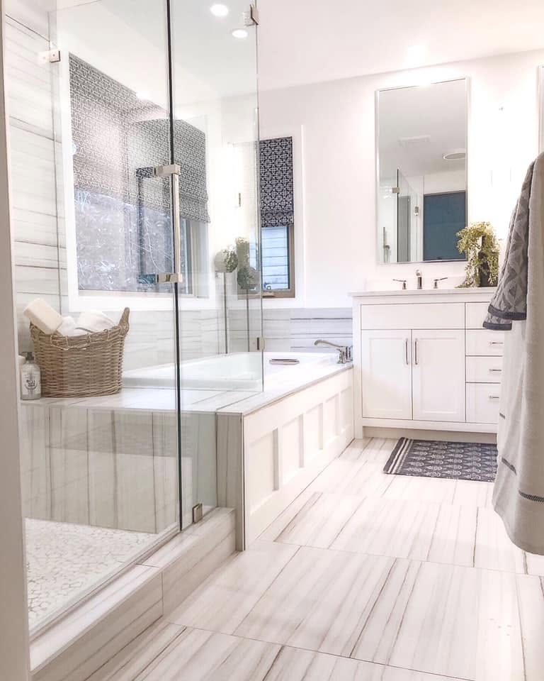 Finished bathroom renovation by Springbank Electrical