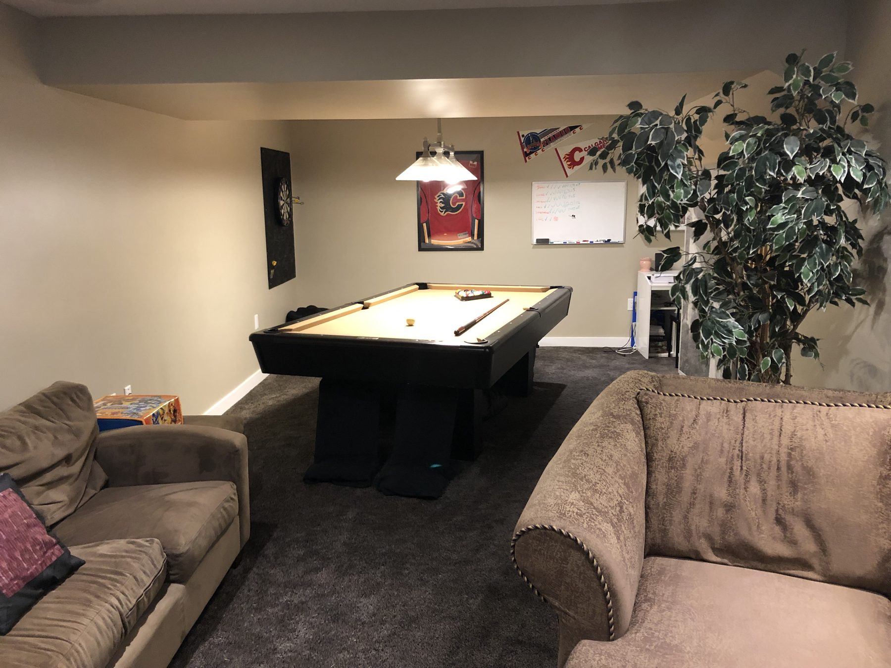 Basement games room after the renovation